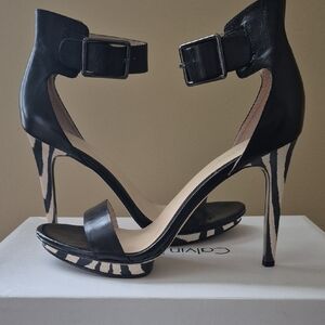 Calvin Klein Black and Cream Strappy Heels